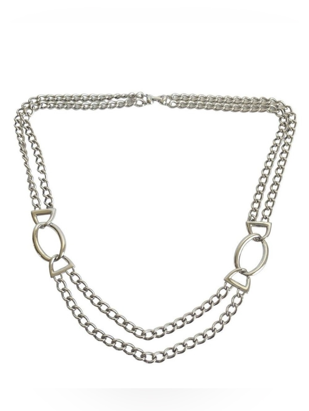 Napier Chunky‎ Link Chain Necklace Double Layer Silver Statement Mob Wife 30”